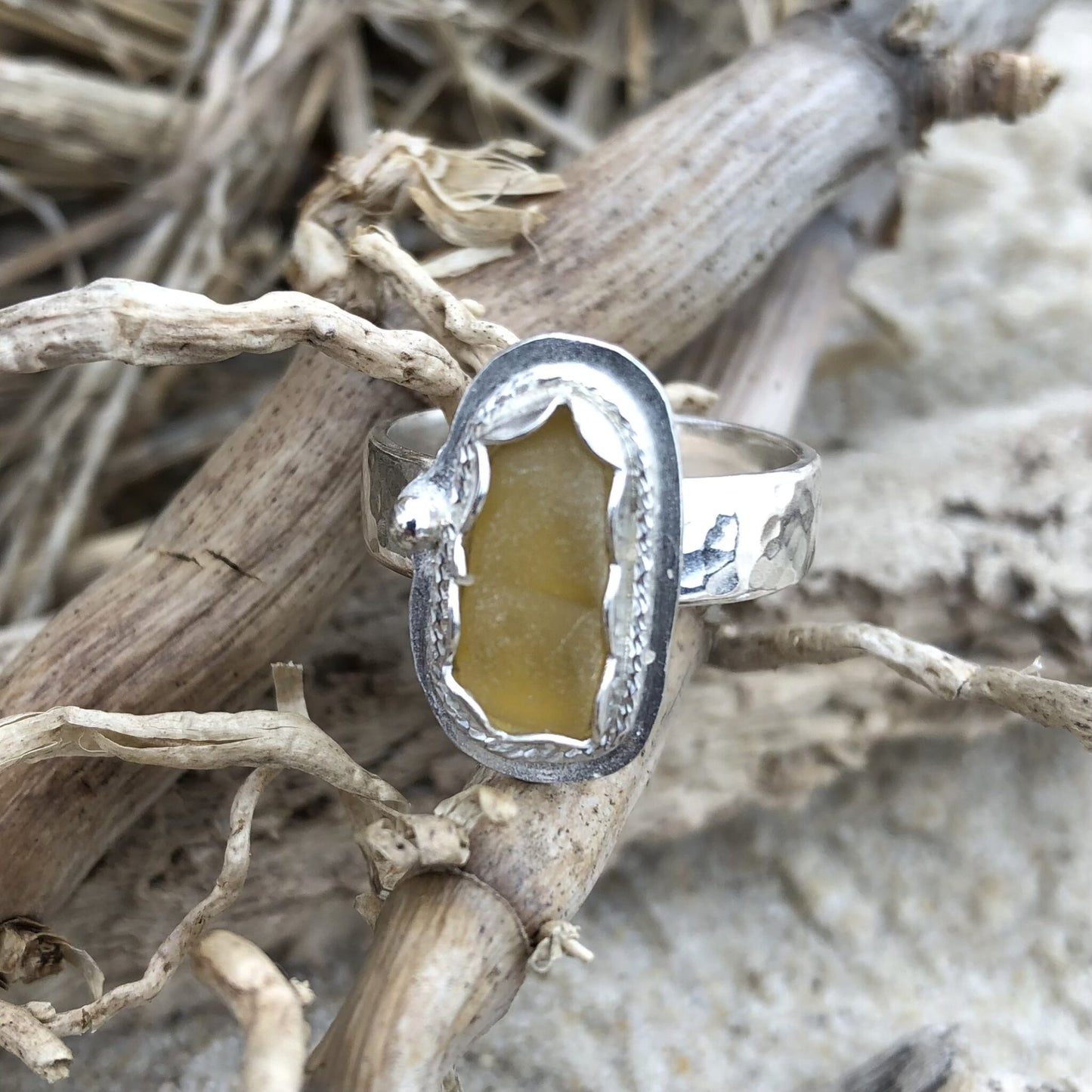 Yellow Sea Glass Ring